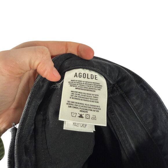 Agolde Riley High Rise Straight Crop Jeans Panoramic Charcoal Wash Womens 26 - Picture 7 of 8